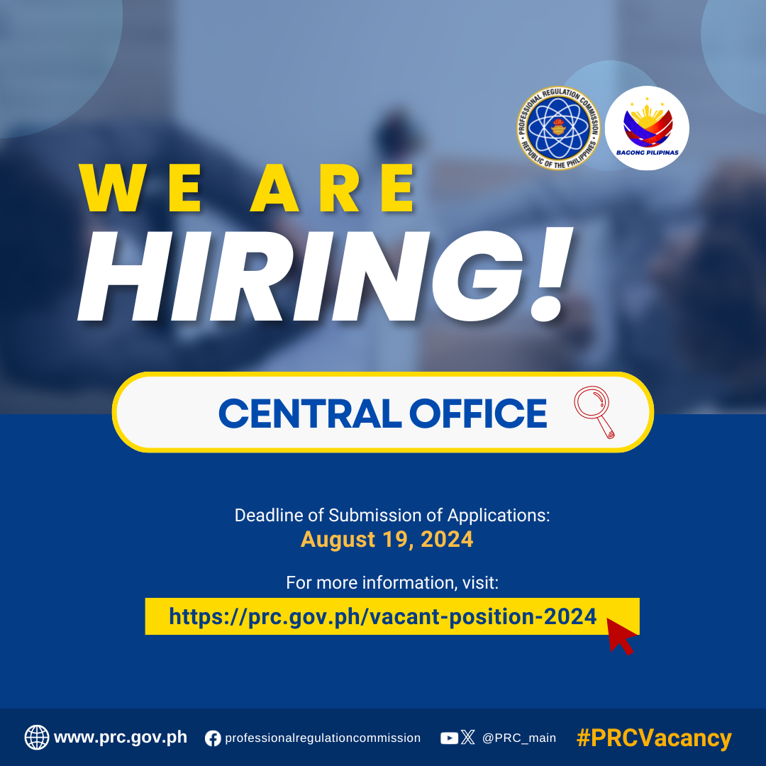 PRC Central Office is Hiring! | Professional Regulation Commission