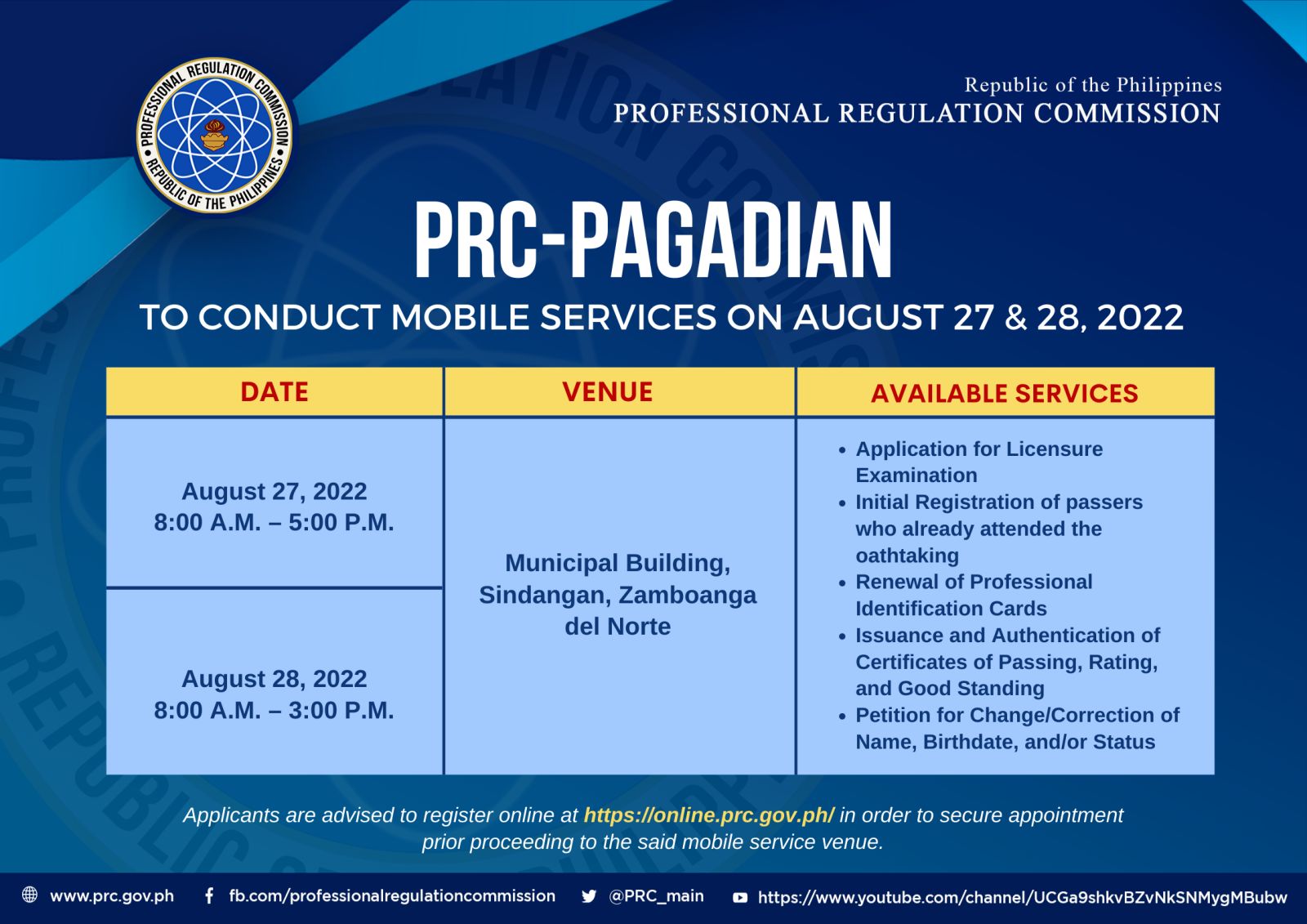 prc.gov.ph room assignment pagadian